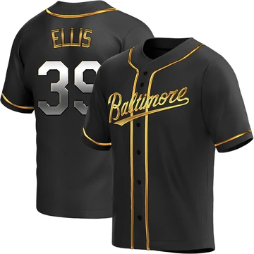 Youth Baltimore Orioles Chris Ellis ＃39 Gold Replica Black en Alternate Jersey