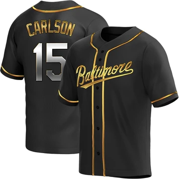 Youth Baltimore Orioles Dylan Carlson ＃15 Gold Replica Black en Alternate Jersey