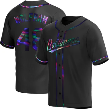 Youth Baltimore Orioles Grant Wolfram ＃48 Black Replica Holographic Alternate Jersey
