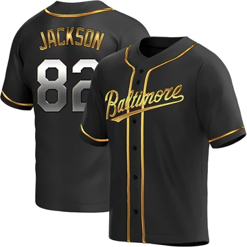 Youth Baltimore Orioles Jeremiah Jackson ＃82 Gold Replica Black en Alternate Jersey