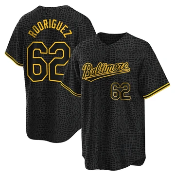 Youth Baltimore Orioles Johnathan Rodriguez ＃62 Black Replica Snake Skin City Jersey