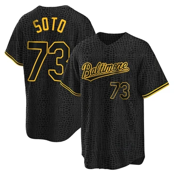 Youth Baltimore Orioles Livan Soto ＃73 Black Replica Snake Skin City Jersey