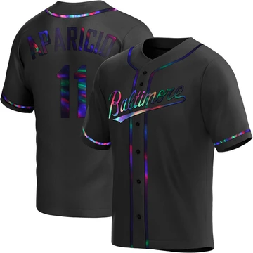 Youth Baltimore Orioles Luis Aparicio ＃11 Black Replica Holographic Alternate Jersey