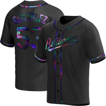 Youth Baltimore Orioles Luis Gonzalez ＃53 Black Replica Holographic Alternate Jersey
