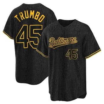 Youth Baltimore Orioles Mark Trumbo ＃45 Black Replica Snake Skin City Jersey