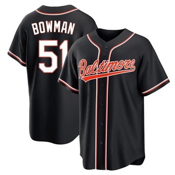 Youth Baltimore Orioles Matt Bowman ＃51 Black Replica Fashion Out Jersey