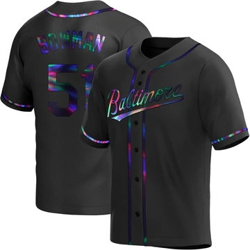 Youth Baltimore Orioles Matt Bowman ＃51 Black Replica Holographic Alternate Jersey