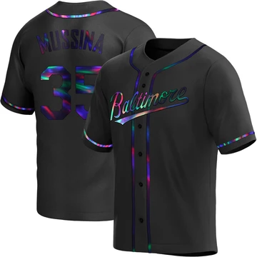 Youth Baltimore Orioles Mike Mussina ＃35 Black Replica Holographic Alternate Jersey