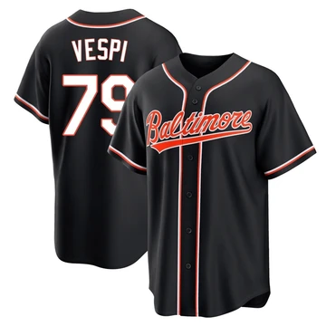 Youth Baltimore Orioles Nick Vespi ＃79 Black Replica Fashion Out Jersey