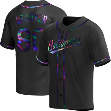 Youth Baltimore Orioles Noah Denoyer ＃80 Black Replica Holographic Alternate Jersey