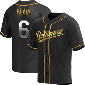 Youth Baltimore Orioles Paul Blair ＃6 Gold Replica Black en Alternate Jersey