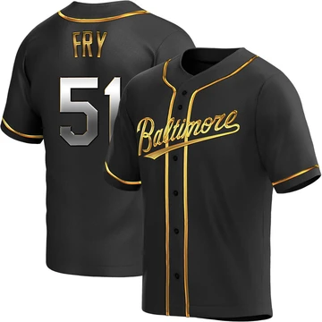Youth Baltimore Orioles Paul Fry ＃51 Gold Replica Black en Alternate Jersey