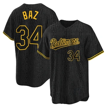 Youth Baltimore Orioles Shane Baz ＃34 Black Replica Snake Skin City Jersey