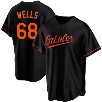 Youth Baltimore Orioles Tyler Wells ＃68 Black Replica Alternate Jersey