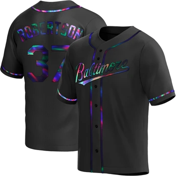 Youth Baltimore Orioles Will Robertson ＃37 Black Replica Holographic Alternate Jersey